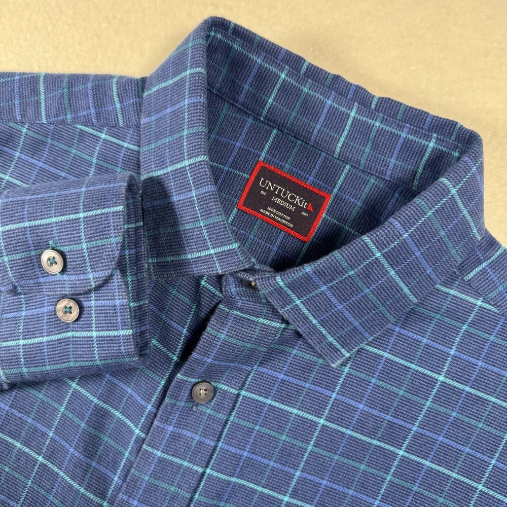 UNTUCKit Men’s M Mellot‎ Blue Plaid Flannel Shirt